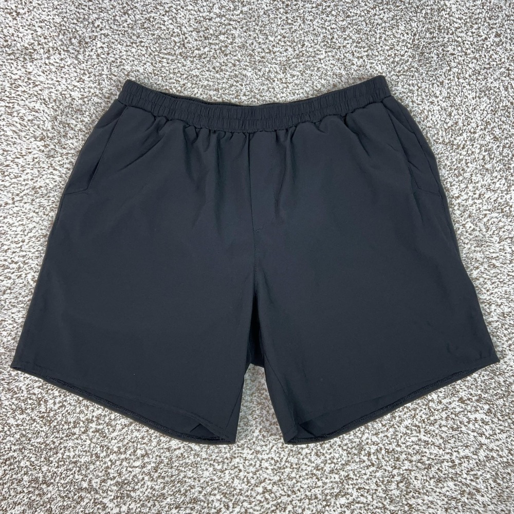 Columbia Shorts Mens XL Black Stretch Lined 7" Running Athletic Gym Hiking Logo